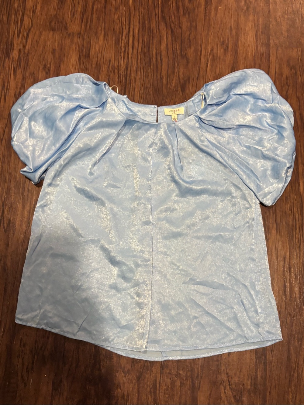 Umgee Light Blue Puff Sleeve Blouse